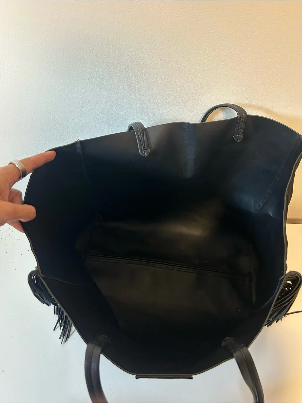 Victoria's Secret Black Fringe Tote Bag